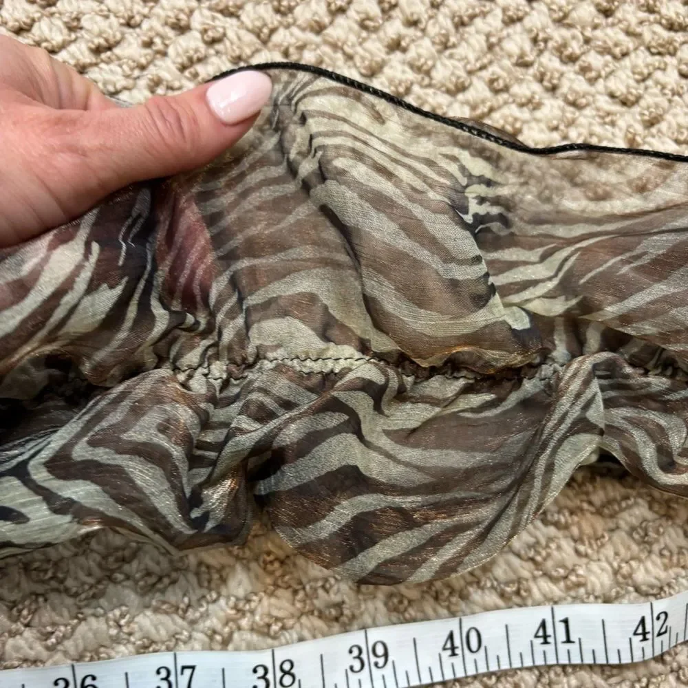 Ladies Ruffle Two Tone Animal Print Scarf‎